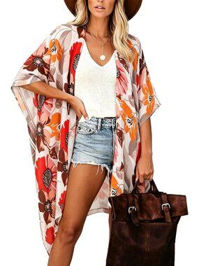Women C Multicolor 6 Viscose Summer Bikini Kimono Bathing And Swimwear Cover Up
